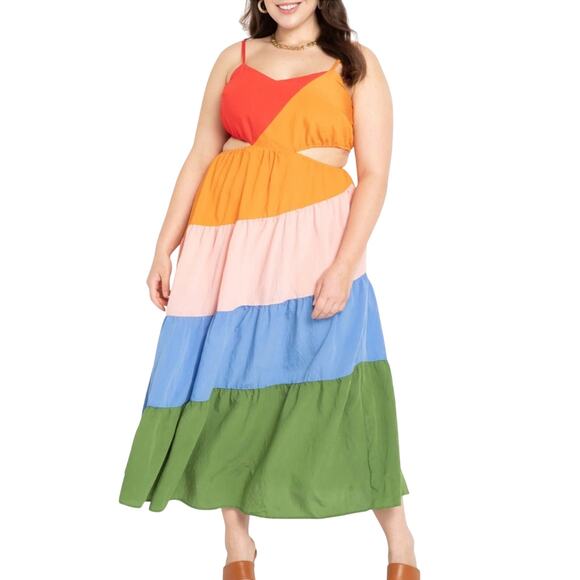 Eloquii Dresses & Skirts - Eloquii Rainbow Tiered Cutout Maxi Dress sz 18